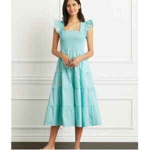 HILL HOUSE HOME Ellie Nap Dress Poplin Midi Limited Edition Baby Blue Small